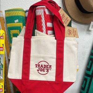 Trader Joe's Red and White Tote Bag